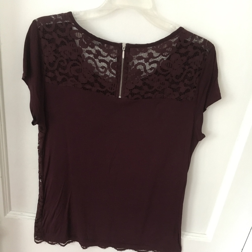 New York & Co: Romantic Burgundy Lace Top